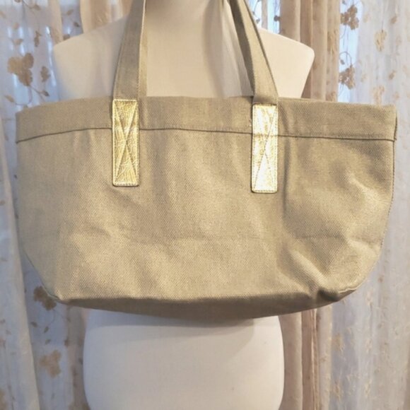 MICHAEL KORS BURLAP TWEED SHOPPER/TOTE ~ GOLD ACCENTS ~ NWOT - Picture 3 of 14